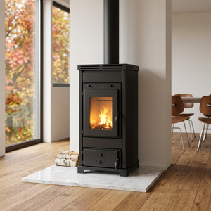 Estufa <span class=keywords><strong>de</strong></span> <span class=keywords><strong>Leña</strong></span> para el Hogar CE EN16510 R0801A <span class=keywords><strong>de</strong></span> 8.9kW, Chimenea <span class=keywords><strong>de</strong></span> Acero Moderna <span class=keywords><strong>de</strong></span> Alta Calidad <span class=keywords><strong>sin</strong></span> Humo para Hervir Agua - Product Image 1