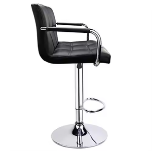 Home Tabourets de bar en acier inoxydable Chaise de comptoir de bar en cuir avec dossier - Product Image 3