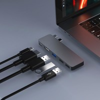 Phụ Kiện DC6H USB C Hub 5 Trong 1 Macbook Bộ Chuyển Đổi Type-C Với HDMI(4K @ 30Hz), Cổng USB A, Sạc PD USB-C Cho MacBook Pro