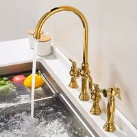 Robinet de cuisine moderne en or brossé, pulvérisateur à haute pression, mitigeur chaud/froid à poignée unique, bec pivotant à 360°, flexible