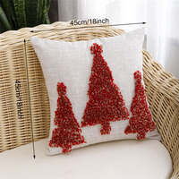 Housse de coussin tuftée bohème de Noël 45x45cm, taie d'oreiller décorative avec fermeture éclair pour la décoration de Noël à la maison ou à l'hôtel