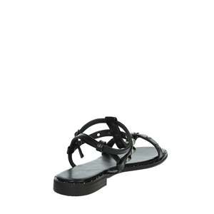 Sandalo da ragazza Patrizia Pepe nero piatto con cinturino a T e borchie - Product Image 3