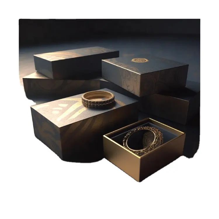 hersteller verkauft schmuck verpackungsbox schwarzes kraftpapier ring ohrringe armband halskette schmuck-box