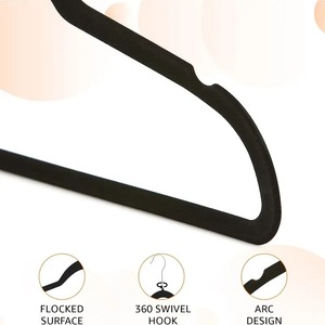 Cintre floqué 45CM en gros, cintre antidérapant en plastique pour adultes, rangement de vêtements, rangement de vêtements sans couture - Product Image 4