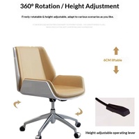 Chaise de bureau ergonomique pivotante avec base à 5 étoiles, accoudoirs fixes et dossier confortable pour les réunions d'affaires
