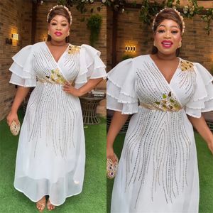 2023 luxe grande taille robe à paillettes africaines pour les femmes élégant Ladu mariage soirée robe de soirée été nigérian en mousseline de soie vêtements - Product Image 2