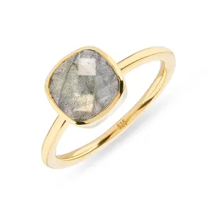 Gemnel fashion design solid 925 silver gold vermeil Labradorite gemstone set ring