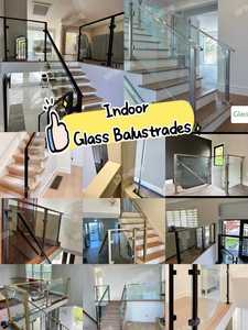 DF escalera exterior vidrio balcón barandillas acero inoxidable balaustrada poste soporte Conector sin marco puerta de vidrio puerta C - Product Image 3