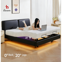Ensemble de lit double moderne multifonctionnel respirant avec matelas et surveillance de la santé par IA pour villas, ensemble de lit intelligent silencieux