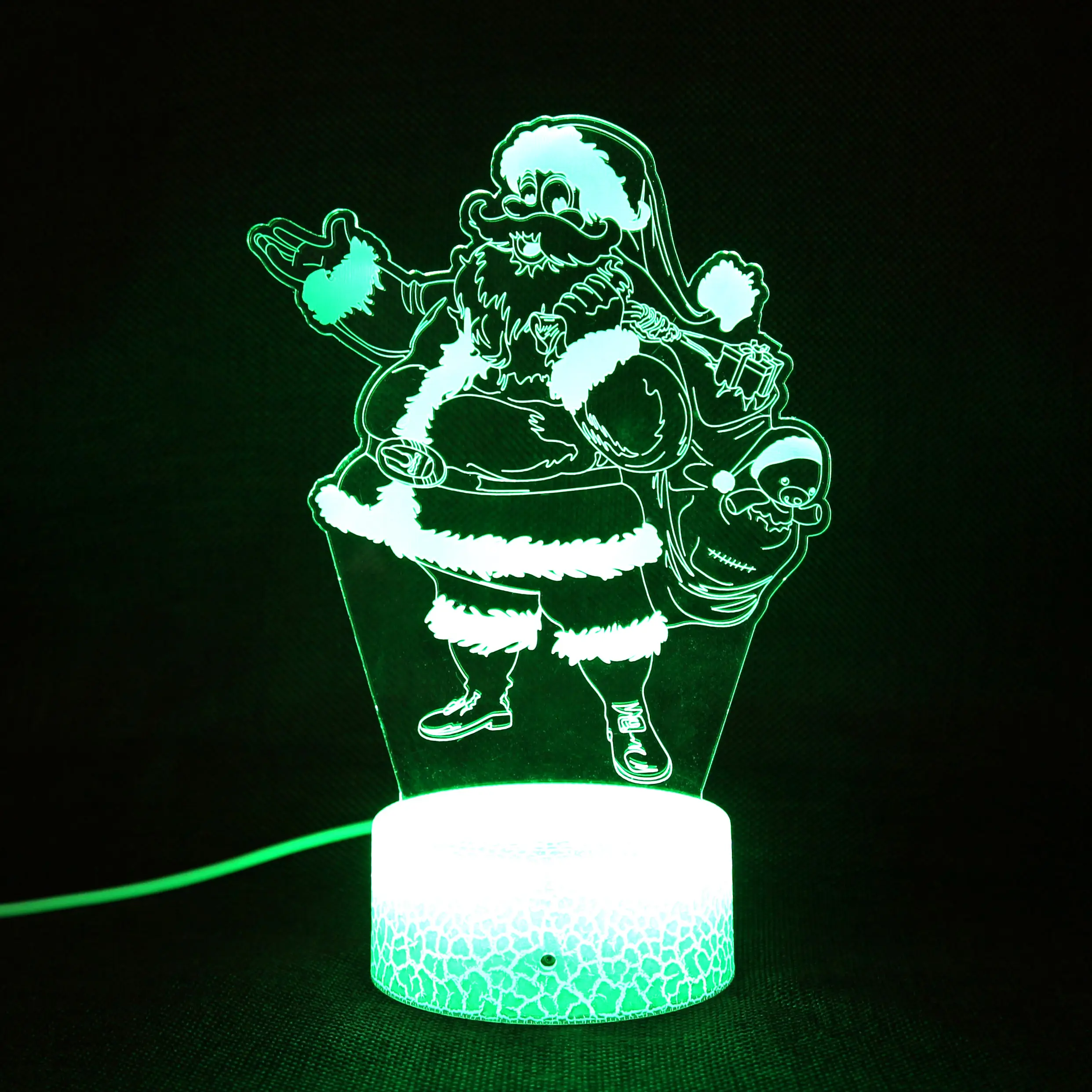 Latest Acrylic Material Santa Christmas gift,Rechargeable Discoloration LED Light Birthday Present