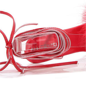 Sandales à talons super hauts style européen et américain à lacets et bout ouvert, à plateforme imperméable, à talon aiguille et cristal - Product Image 3