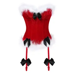 Corset de noël sexy, rouge, pour femme, Lingerie, tenue de noël, Mrs noël, Bustier