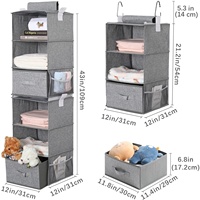 6 étagères de rangement de vêtements, mobilier, organisateur de placard suspendu avec fermetures éclair, étagères d'accessoires durables