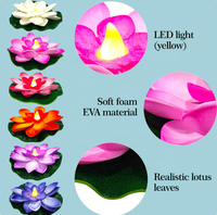 Bougie LED flottante imperméable en forme de lotus, faite à la main, fonctionnant sur piles, pour Halloween, la fête des mères, Noël, l'extérieur, la maison, le jardin