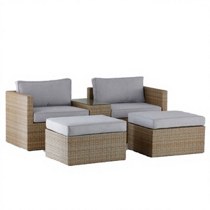 Conjunto de Sofás de Jardín de Diseño Moderno de 5 Piezas con Mesa Lateral y Sillas de Ratán - Product Image 2