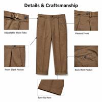 Pantalon plissé taille haute pour homme, style Old Money Quiet Luxury, 98% coton stretch, Naples, italien, décontracté et habillé