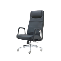 Chaise de bureau de direction moderne personnalisée à dossier haut en cuir PU chromé, ergonomique, réglable en hauteur, pivotante, avec structure en bois, pour entreprise