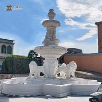 TREVI Großer Handgeschnitzter Marmor-Löwenbrunnen Hersteller Klassische Garten-Villa Herrenhaus Außendekoration
