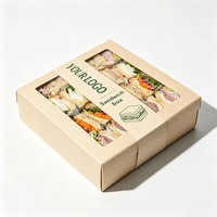 Boîte à sandwichs carrée compartimentée pour pique-nique, thé de l'après-midi, gâteaux et pâtisseries, en carton kraft ondulé avec couvercles transparents à fenêtre