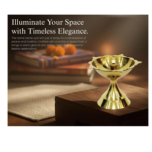 Lampe à huile indienne traditionnelle Jyot Diya Deepam en laiton pur, faite à la main, avec support de mèche central, finition polie, pour salle de Puja - Product Image 2