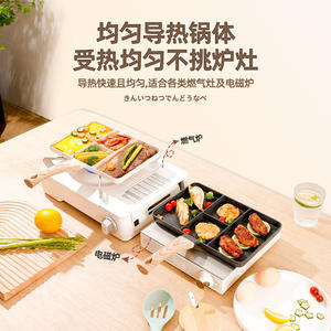 กระทะหินไมแฟนเคลือบกันติดแบบสั่งทำพิเศษ รูปทรงสี่เหลี่ยม แบ่งสี่ช่องสำหรับทอดไข่ สเต็ก ใช้งานได้หลากหลาย เหมาะสำหรับทำอาหารเช้า ใช้ล้างมือเท่านั้น - Product Image 4