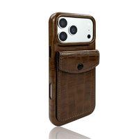 Étui de téléphone en cuir synthétique de luxe léger, résistant aux traces de doigts, pour iPhone 15/16/17/18 Pro Max, fourni directement par l'usine