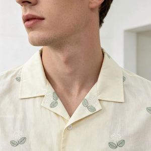 Camisa de Playa para Hombre de Lino Bordado de Moda, Camisas de Marca para Hombre 100% Algodón con Cuello - Product Image 4