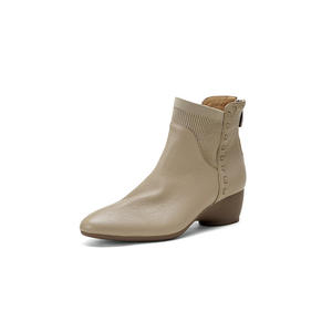 Botas de Mujer Estilo Coreano 2025, Retro, Moda, Tacón Plano, Cierre Trasero, Punta en Pico, de Cuero - Product Image 1