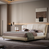 Lit Confortable Moderne en Bois Rembourré, Design Écologique, Construction Durable, Doux, Double ou King Size, pour Maison et Hôtel
