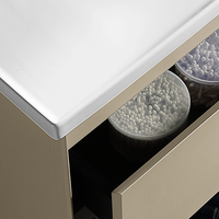 Meuble-lavabo de salle de bain avec vasque en céramique intégrée et armoire miroir LED intelligente ; Meuble-lavabo moderne pour appartements et villas