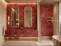 Dalles de marbre rouge poli Rossa Laguna pour îlots de cuisine, dessus de table à manger, tables consoles, buffets et comptoirs de salle de bain