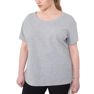 T-shirt classique en coton doux à col rond pour femmes, taille plus, respirant, basique, confortable, coupe décontractée, haut pour femmes - Product Image 1