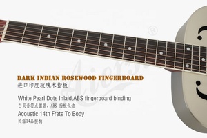 Guitare résonnante de marque chinoise Aiersi, logo personnalisé, cône simple, guitare en laiton, pont en biscuit, guitare acoustique en métal, instrument de musique - Product Image 5