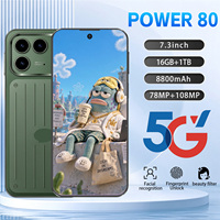 Dernier modèle de téléphone Android 16 Power 80, écran 7,3 pouces, 16 Go + 1 To de stockage, batterie 8000 mAh, bandes LTE globales pour le travail, les films et les jeux