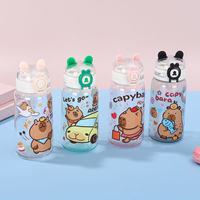 Botella de Agua Personalizada Kecolove de 450 ml, Libre de BPA, Linda, Deportiva, Ecológica, Infantil, con Diseño de Capibara y Asa, para la Escuela