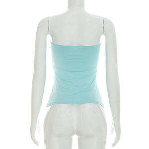 Viviblook D26TP224 Top Corto sin Mangas para Mujer, Sexy, para Vacaciones, Color Sólido, con Tiras Ajustables en la Cintura - Product Image 2