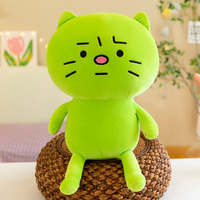 Peluche chat vert avec rembourrage en coton PP, douce, grande taille, pour câliner et soulager l'anxiété, utilisable comme oreiller