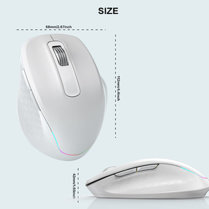 Souris sans fil RGB double périphérique, compatible Bluetooth, rétroéclairée et rechargeable pour ordinateur portable, tablette et MacBook - Product Image 6