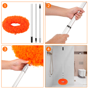 12ft 3.6 m Kính thiên văn mở rộng nhôm xoắn khóa cực Trần đầu quạt sợi nhỏ có thể tháo rời có thể giặt khăn lau bụi làm sạch Kit - Product Image 6