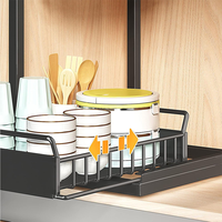 Organisateur de rangement sous évier à 2 niveaux, panier coulissant pour armoire, étagère coulissante à 2 niveaux
