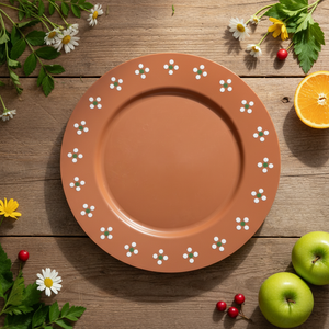 จานพลาสติกสีน้ำตาลพิมพ์ลายดอกไม้ 12 ชิ้น/ชุด สำหรับอาหารและงานปาร์ตี้ - Product Image 5