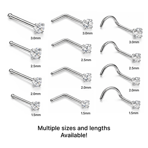 JiaXin Piercing per Naso in Titanio ASTM F136, Chiodi Dritti e a L, con Zirconia Cubica, <span class=keywords><strong>Gioielli</strong></span> per Piercing Nasale - Product Image 3