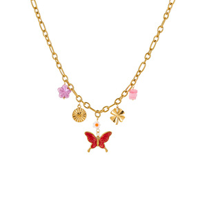 Novirasine Trendy Waterproof Stainless Steel Link Chain Women's Summer Beach <strong>Boho</strong> Dolphin Turtle Butterfly Charm <strong>Necklace</strong> - Product Image 6
