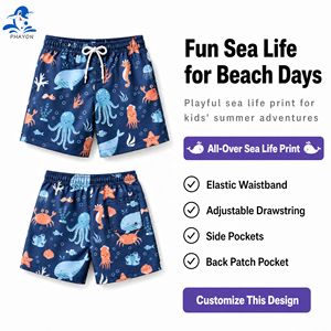Shorts de Baño para Niños Phayon, Diseño de <span class=keywords><strong>Pulpo</strong></span>, Protección UPF 50, Secado Rápido, Transpirables, 120g, Poliéster y Spandex, Cintura Elástica con Cordón Ajustable - Product Image 5