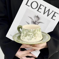Ensemble tasse et soucoupe rétro, style Hepburn américain, luxe léger, design floral vintage, céramique, pour le thé de l'après-midi ou le café