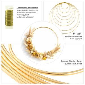 Anillos Metálicos Hechos a Mano, Anillos de Macramé, Atrapasueños, Aros Florales, Centros de Mesa Circulares, Aros Circulares para Bodas, Coronas DIY - Product Image 2