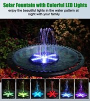 Fontaine d'eau de piscine solaire flottante lumières colorées 7 buses de pulvérisation spectacle d'eau nocturne cascade de jardin fontaine à énergie solaire