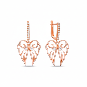 Pendientes colgantes de alas de Ángel CZ piedra joyería fina diseño liso de moda al por mayor hecho a mano turco 925 joyería de plata esterlina - Product Image 2