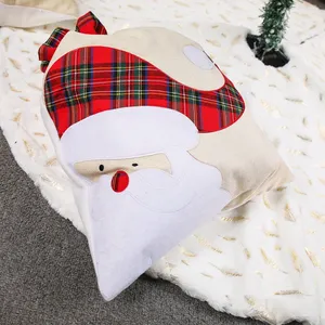 Embroidered Plaid Santa Sacks Boutique Elk Reusable Linen Large <b>Christmas</b> <b>Gift</b> <b>Bag</b> With Drawstring - Product Image 5