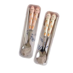 Cartoon Carrot Rabbit Portable Cutlery Stainless Steel Chopsticks <b>Spoon</b> <b>Fork</b> <b>Set</b> For Student Outdoor Travel - Product Image 4